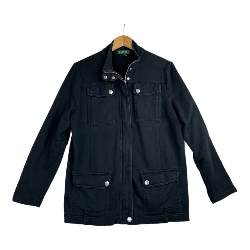 Lauren Ralph Lauren Women's Black Button Up Utility Jacket Size 1X